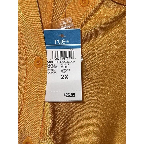 Rue21+ Bright Orange Button Down Mini Dress With Collar Size 2X -NWT - Picture 3 of 4